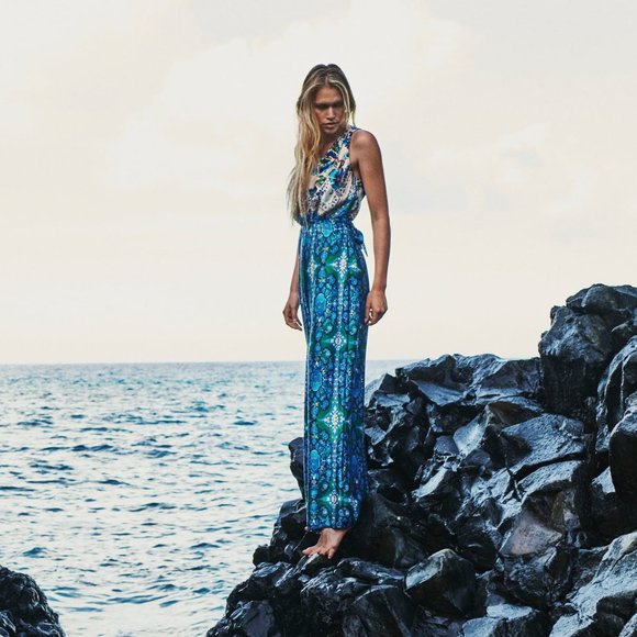 Zara Satin Multicolored Printed Jumpsuit - Picture 13 of 13